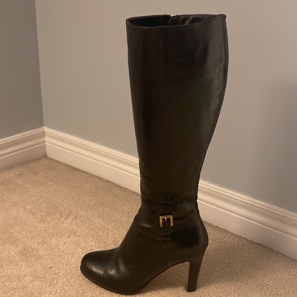 LK Bennett brown leather knee high boots - Picture 2 of 6